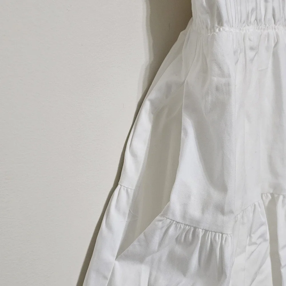 Vince Camuto Women Shirt Dress Size 12 Fit Large New White Elastic Waist Button - Picture 7 of 15